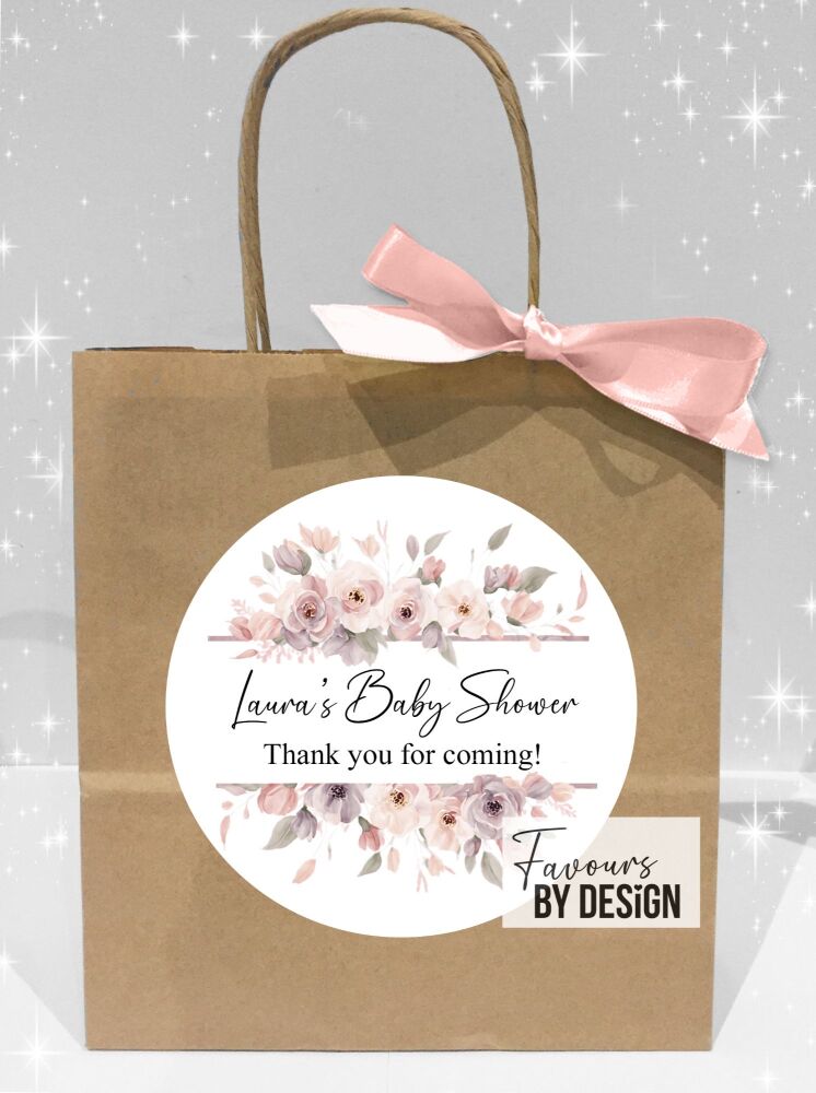 Blush Pink Floral Borders Baby Shower Party Bags x1