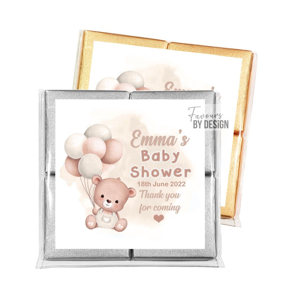 Beige Bear Balloons Baby Shower Party Chocolates Favours x1