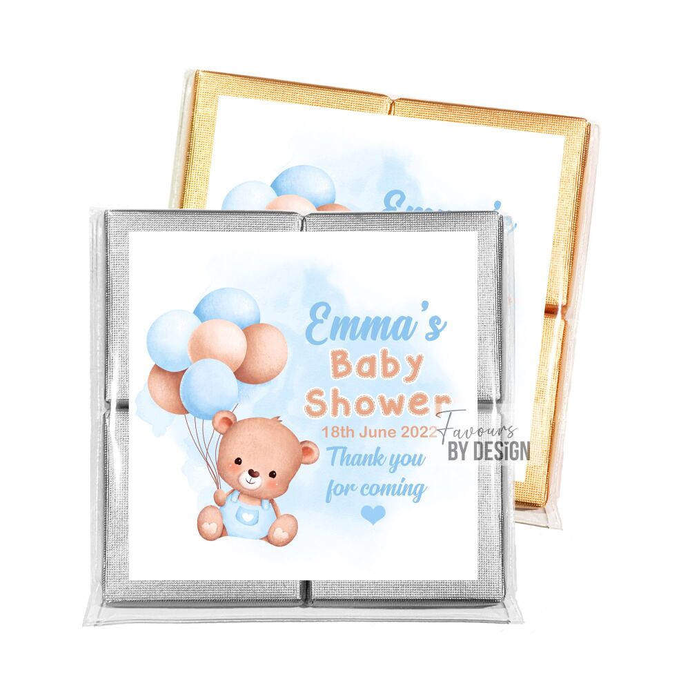 Blue Bear Balloons Baby Shower Party Chocolates Favours x1