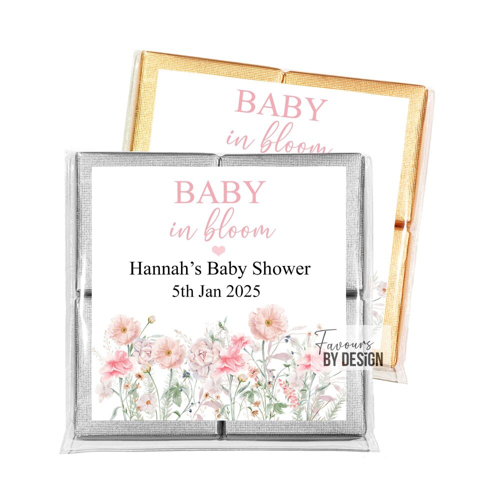 Pink Baby In Bloom Baby Shower Party Chocolates Favours x1