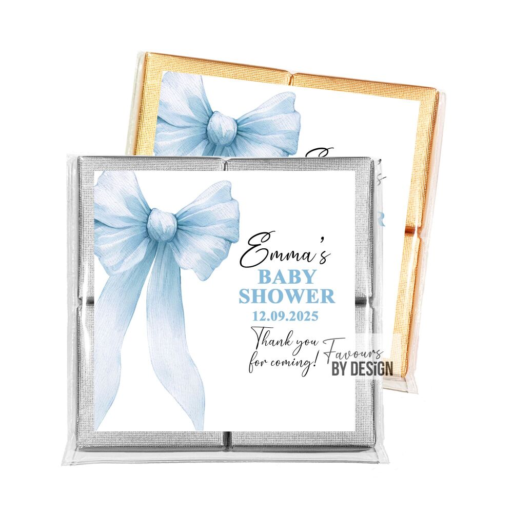 Blue Bow Baby Shower Party Chocolates Favours x1