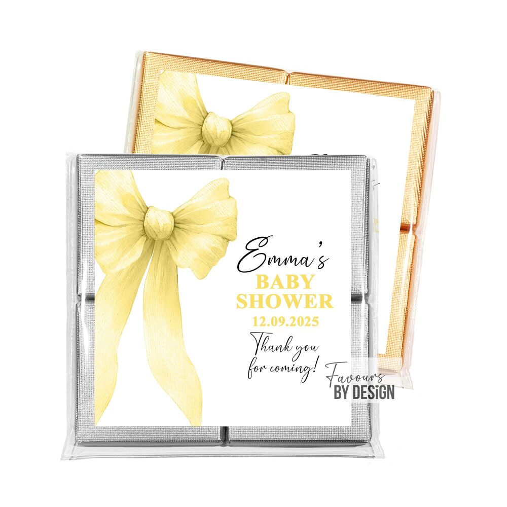Yellow Bow Baby Shower Party Chocolates Favours x1