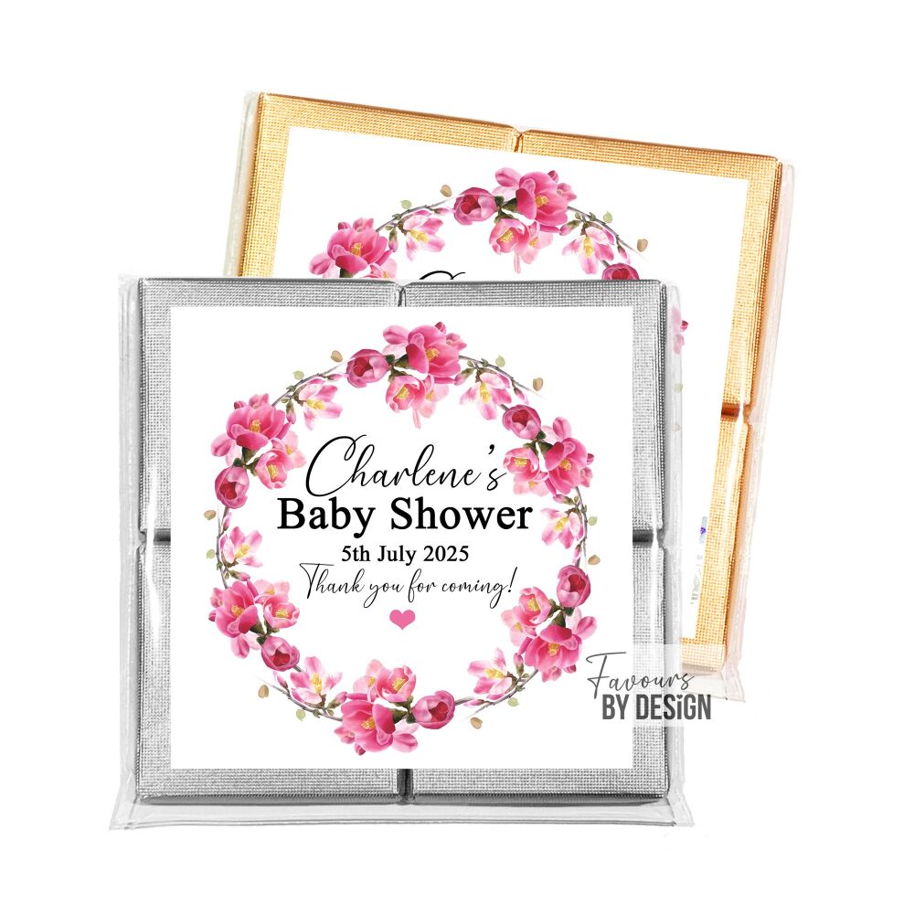 Pink Cherry Blossom Baby Shower Party Chocolates Favours x1