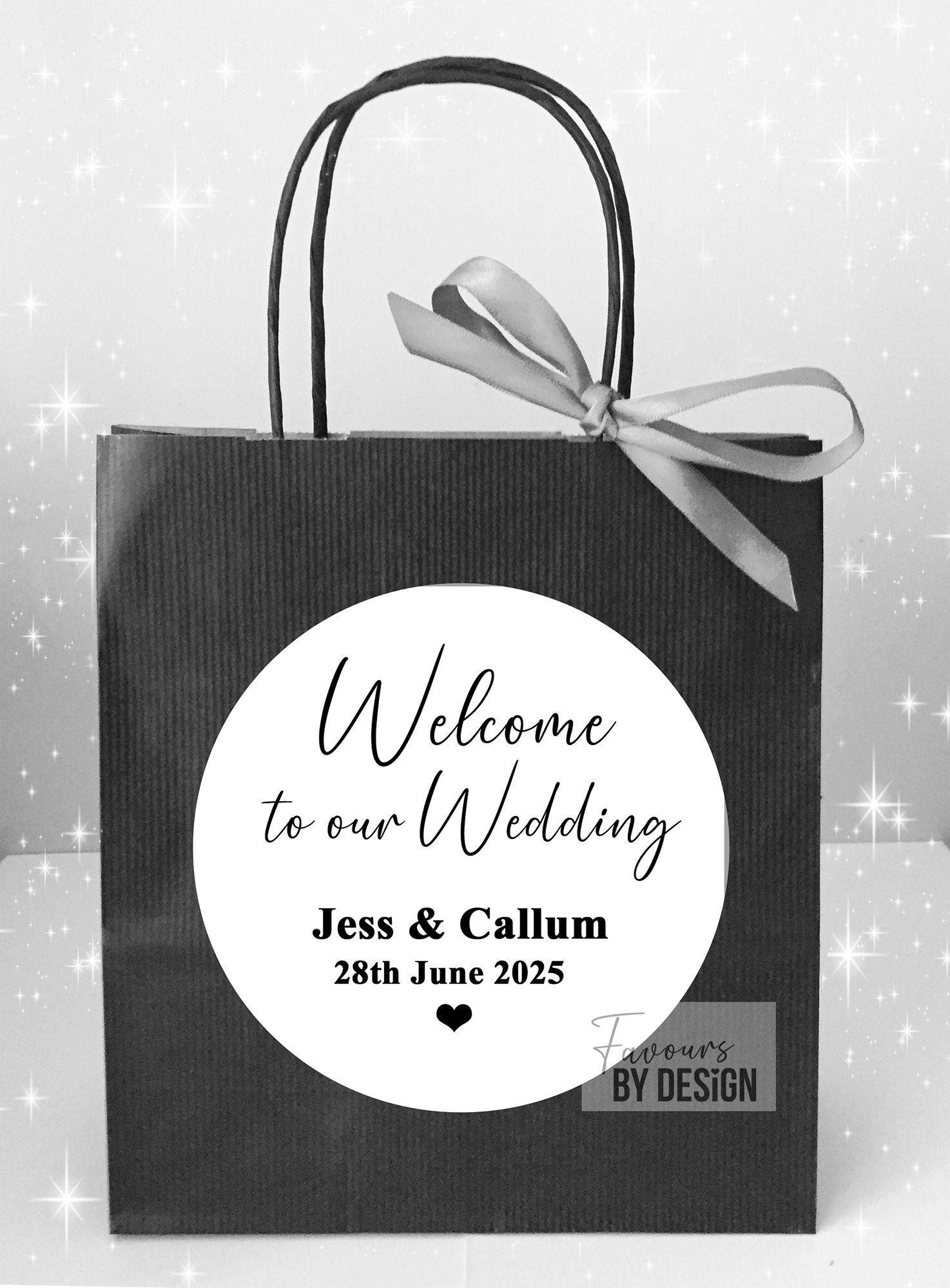 Welcome to our wedding bags with ribbon bows