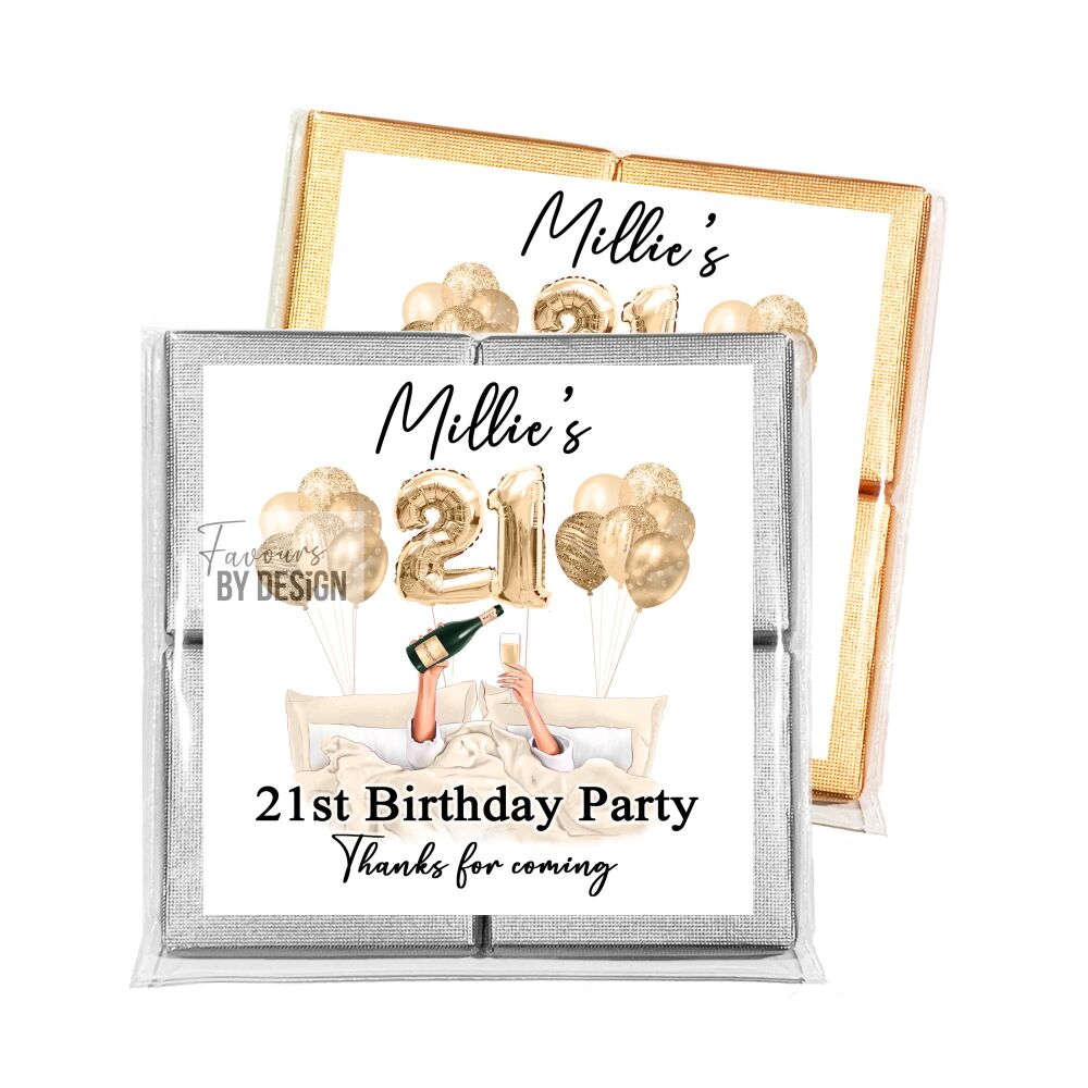 Gold Champagne In Bed Adult Birthday Party Chocolates Favours x1