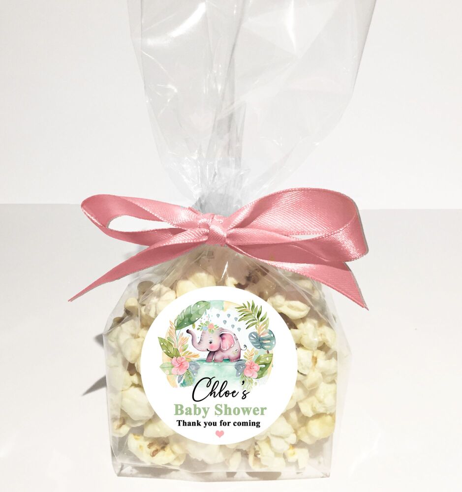 Tropical Elephant Baby Shower Popcorn Bags Kits x1
