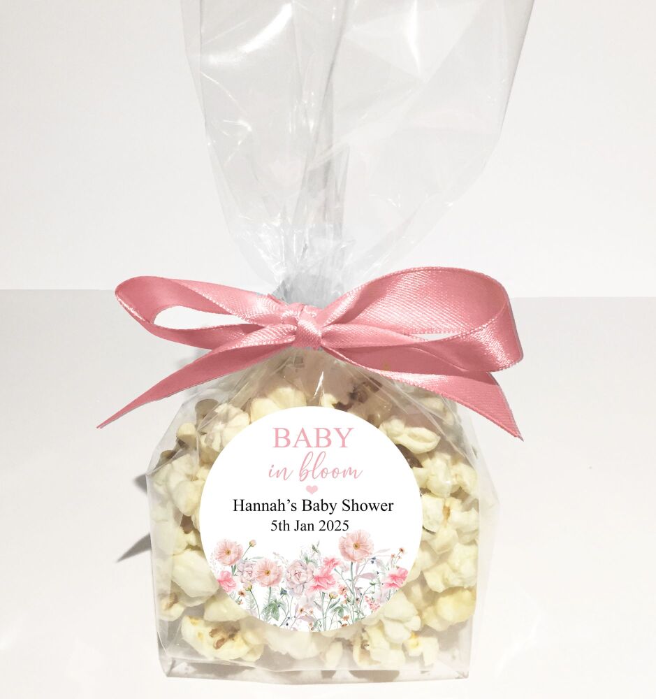 Pink Baby In Bloom Baby Shower Popcorn Bags Kits x1