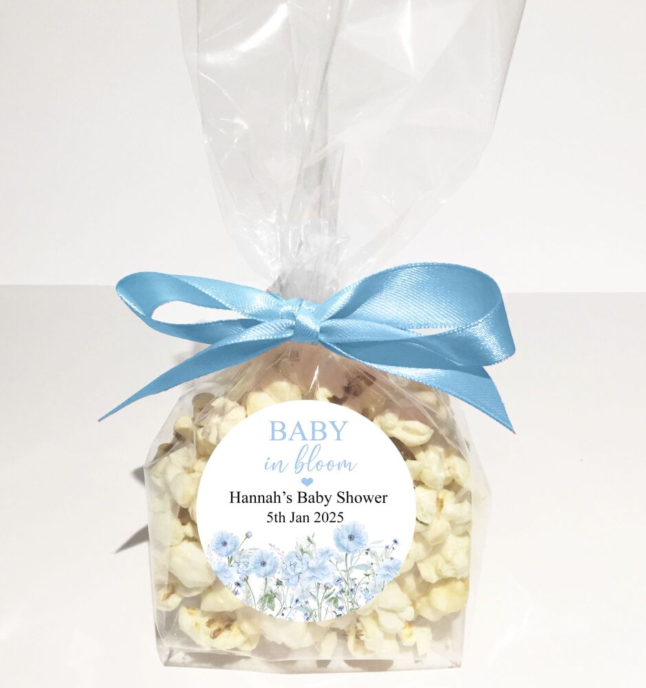 Blue Baby In Bloom Baby Shower Popcorn Bags Kits x1