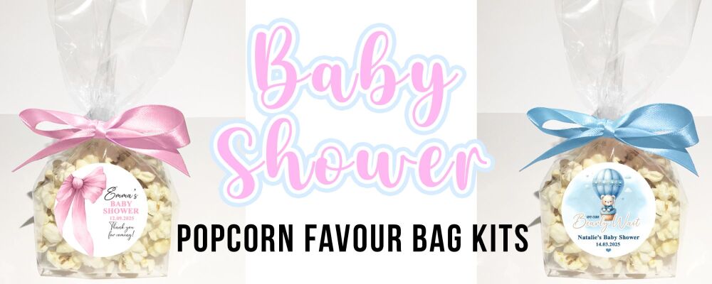 baby shower popcorn bags favours kits