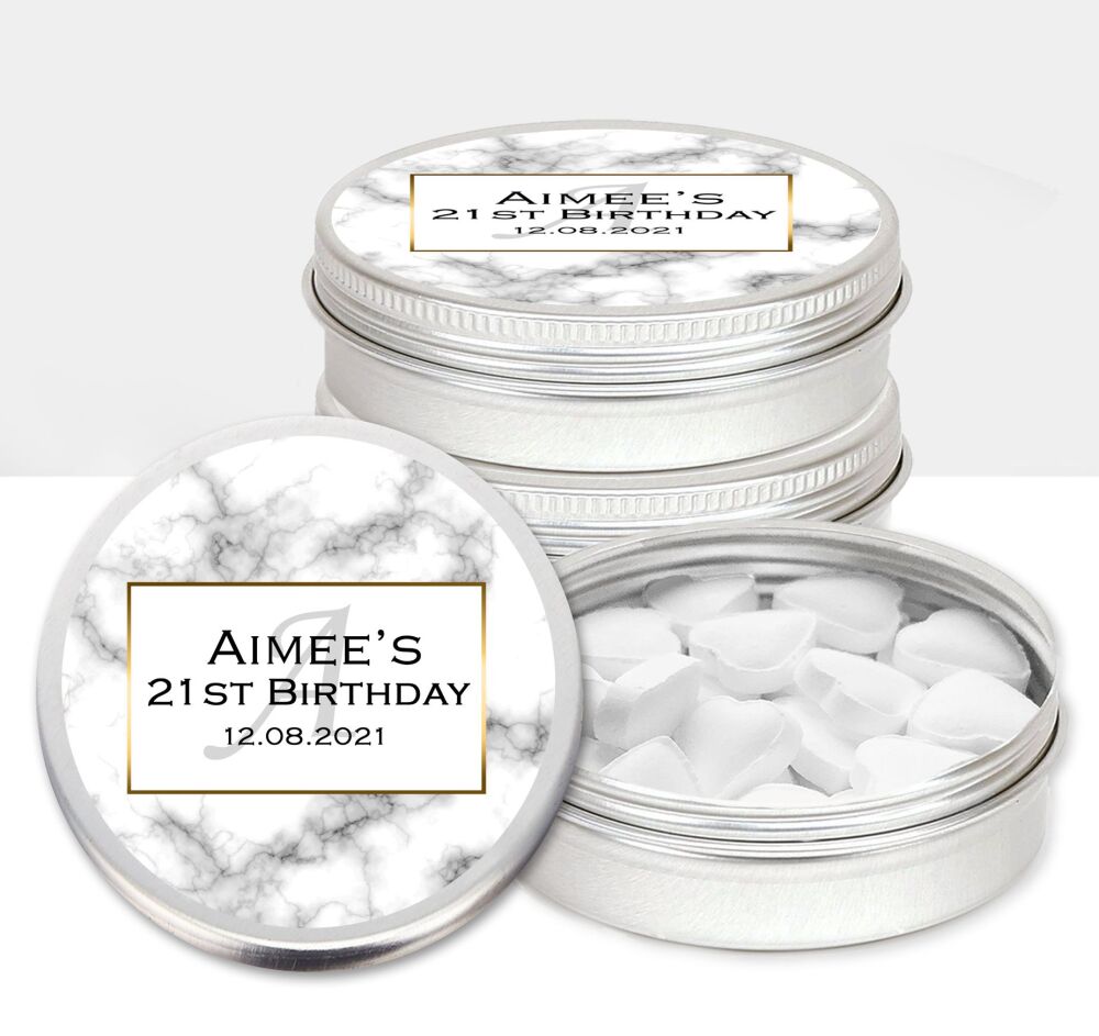 Marble Adult Birthday Party Favours Sweets Mints Tins x1