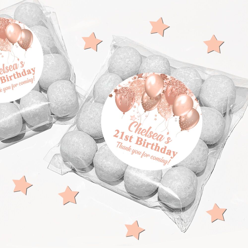 Rose Gold Balloons Adult Birthday Party Sweet Bags And Stickers Kits x1