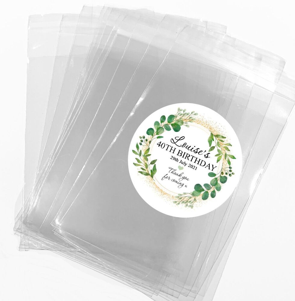 Botanicals Gold Dust Adult Birthday Party Sweet Bags And Stickers Kits x1