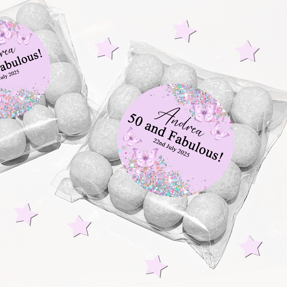 Lilac Butterflies Confetti Adult Birthday Party Sweet Bags And Stickers Kits x1
