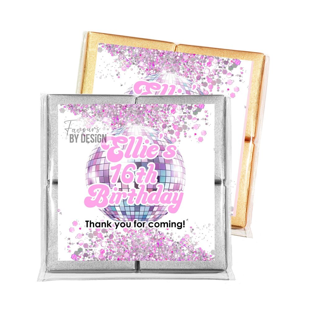 Pink Disco Ball Confetti Adult Birthday Party Chocolates Favours x1
