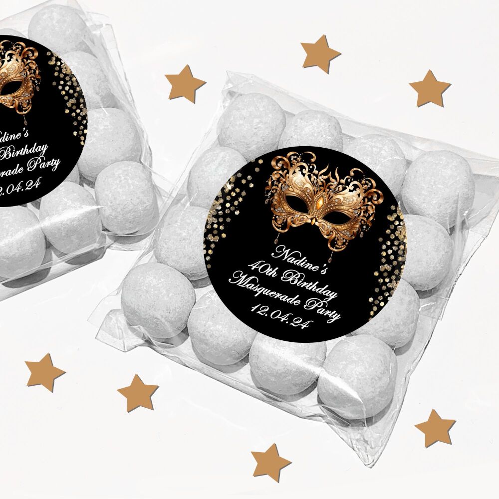 Masquerade Ball Adult Birthday Party Sweet Bags And Stickers Kits x1