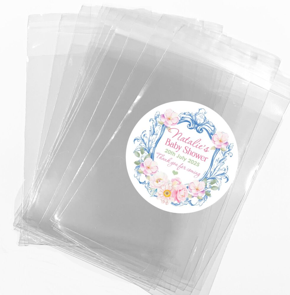Regal Blooms Party Favours Sweet Bags & Stickers Kits x1
