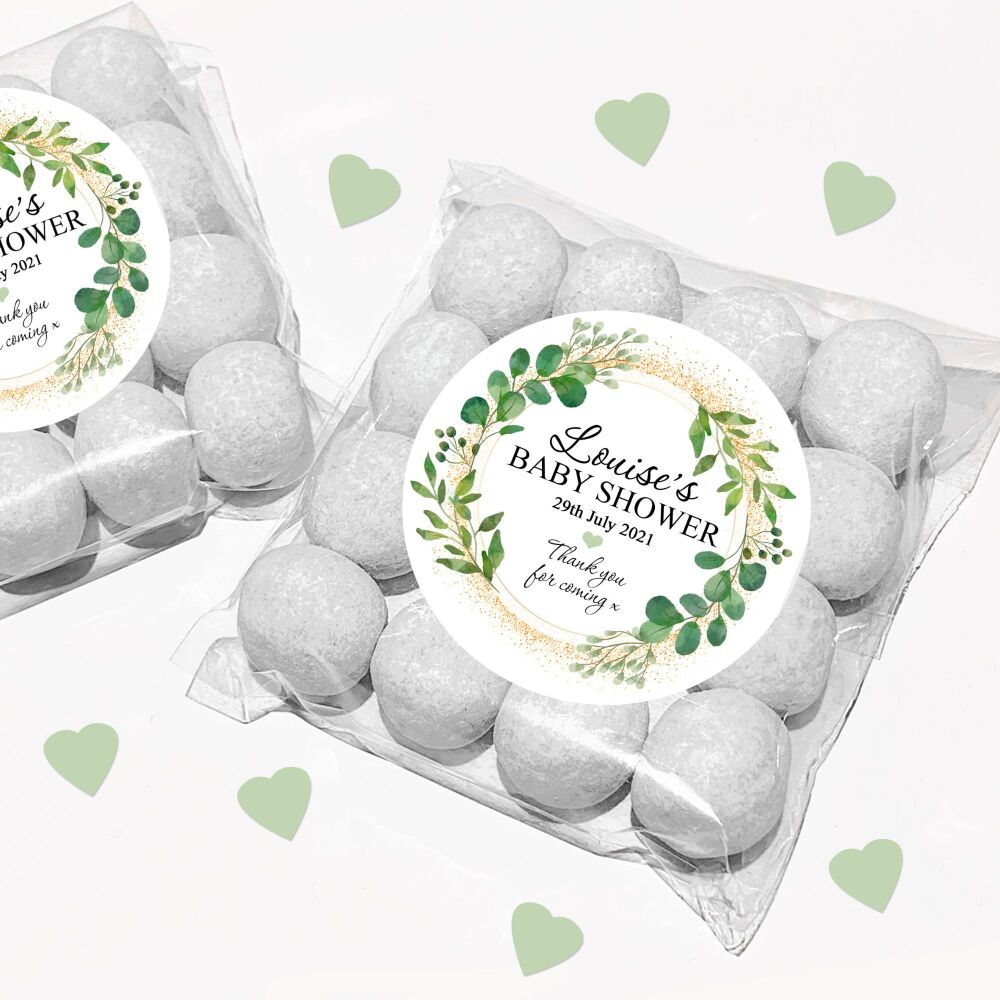 Botanicals Gold Dust Baby Shower Party Favours Sweet Bags & Stickers Kits x1