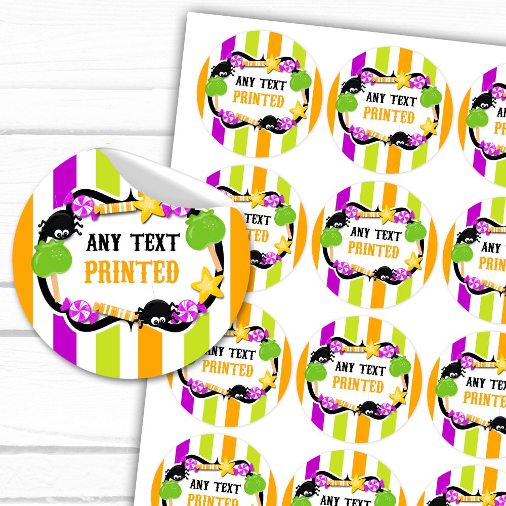 Halloween Stickers Gloss Printed Any Text Spooky Sweets