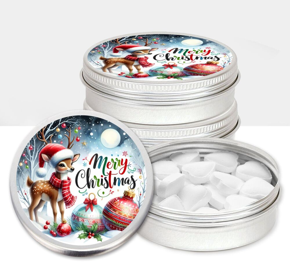 Christmas Mini Mints Sweets Tins Stocking Fillers Reindeer Baubles x1