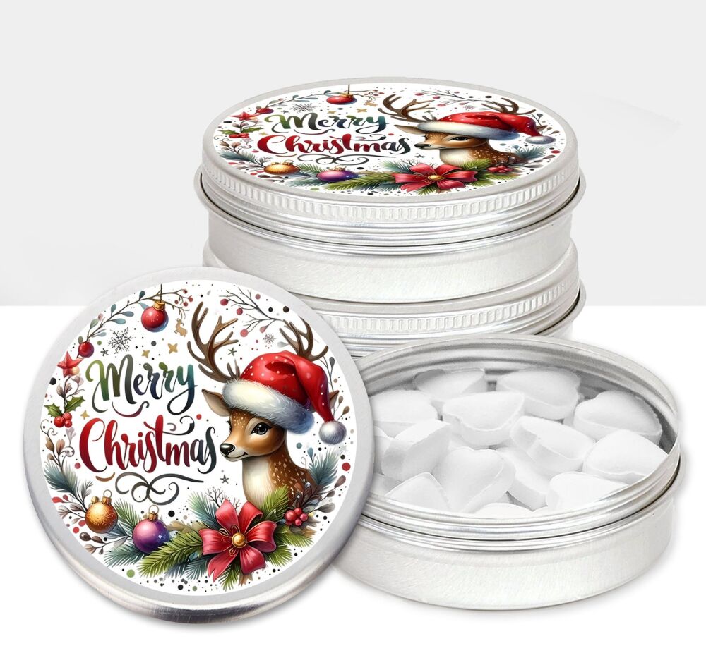 Christmas Mini Mints Sweets Tins Stocking Fillers Reindeer Santa Hat x1