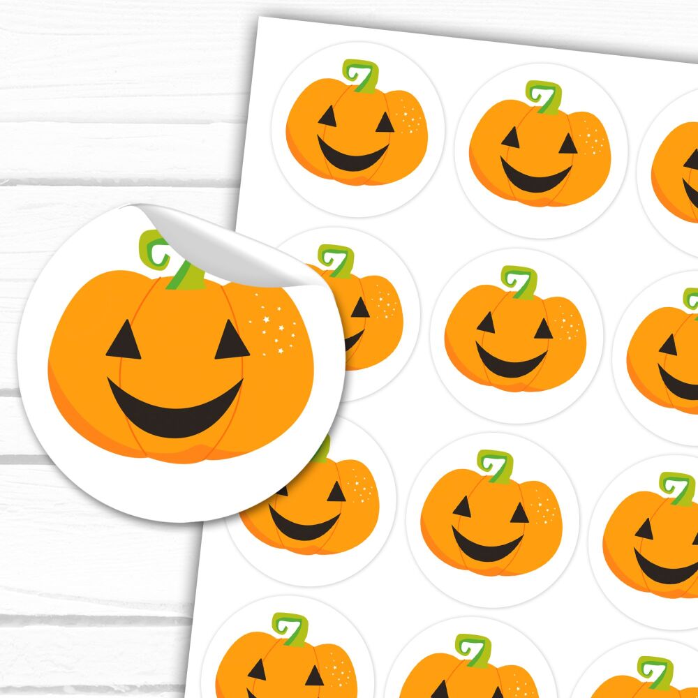 Halloween Stickers Pumpkin Face Sweet Cones Treat Bags Gloss Labels