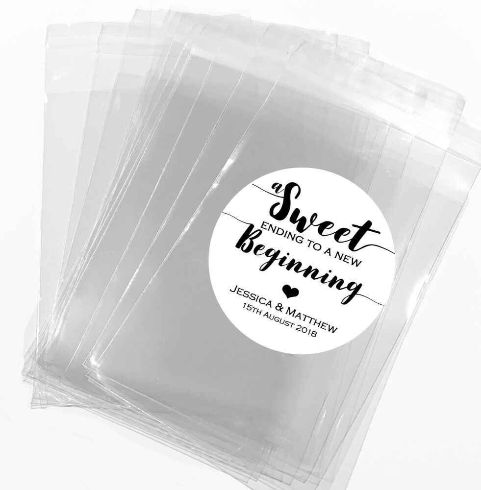 Personalised Wedding Favours Sweet Bags Kits Sweet Ending New Begining x1
