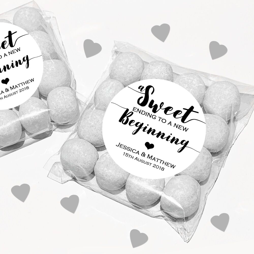 Personalised Wedding Favours Sweet Bags Kits Sweet Ending New Begining x1