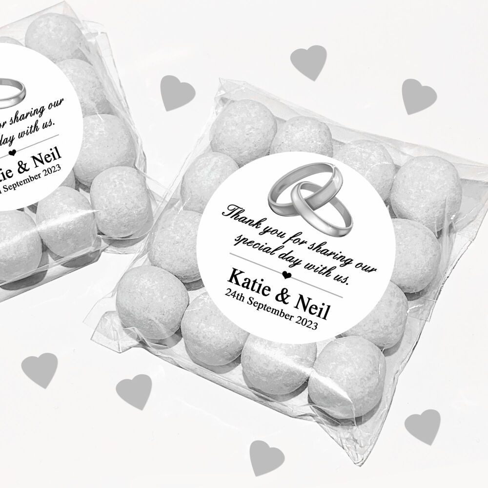 Personalised Wedding Favours Sweet Bags Kits - Silver Rings x1