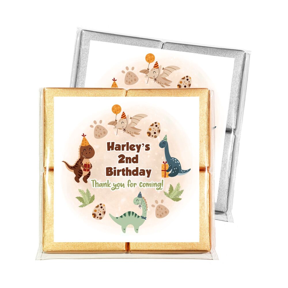 Children's Party Chocolates Personalised Favours Dinosaurs x1