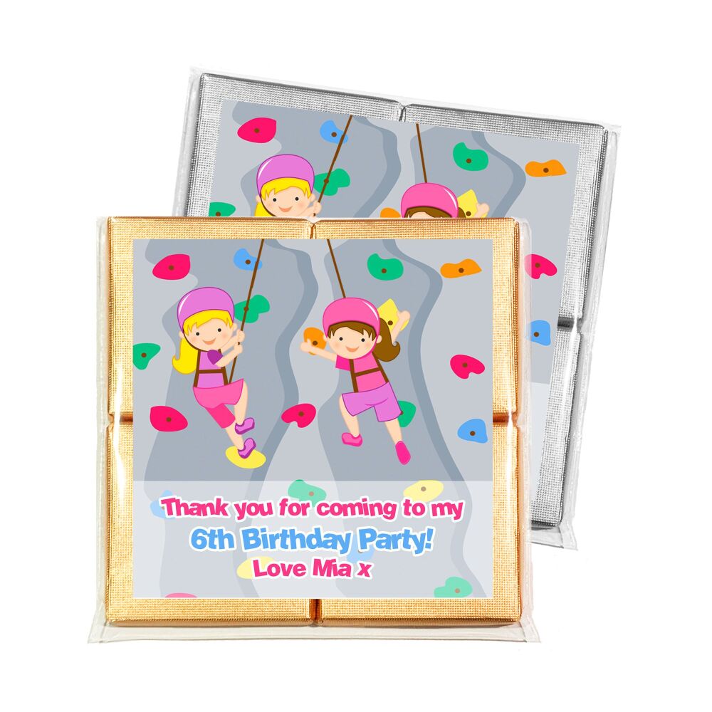 Children's Party Chocolates Personalised Favours Girls Wall Climbing x1