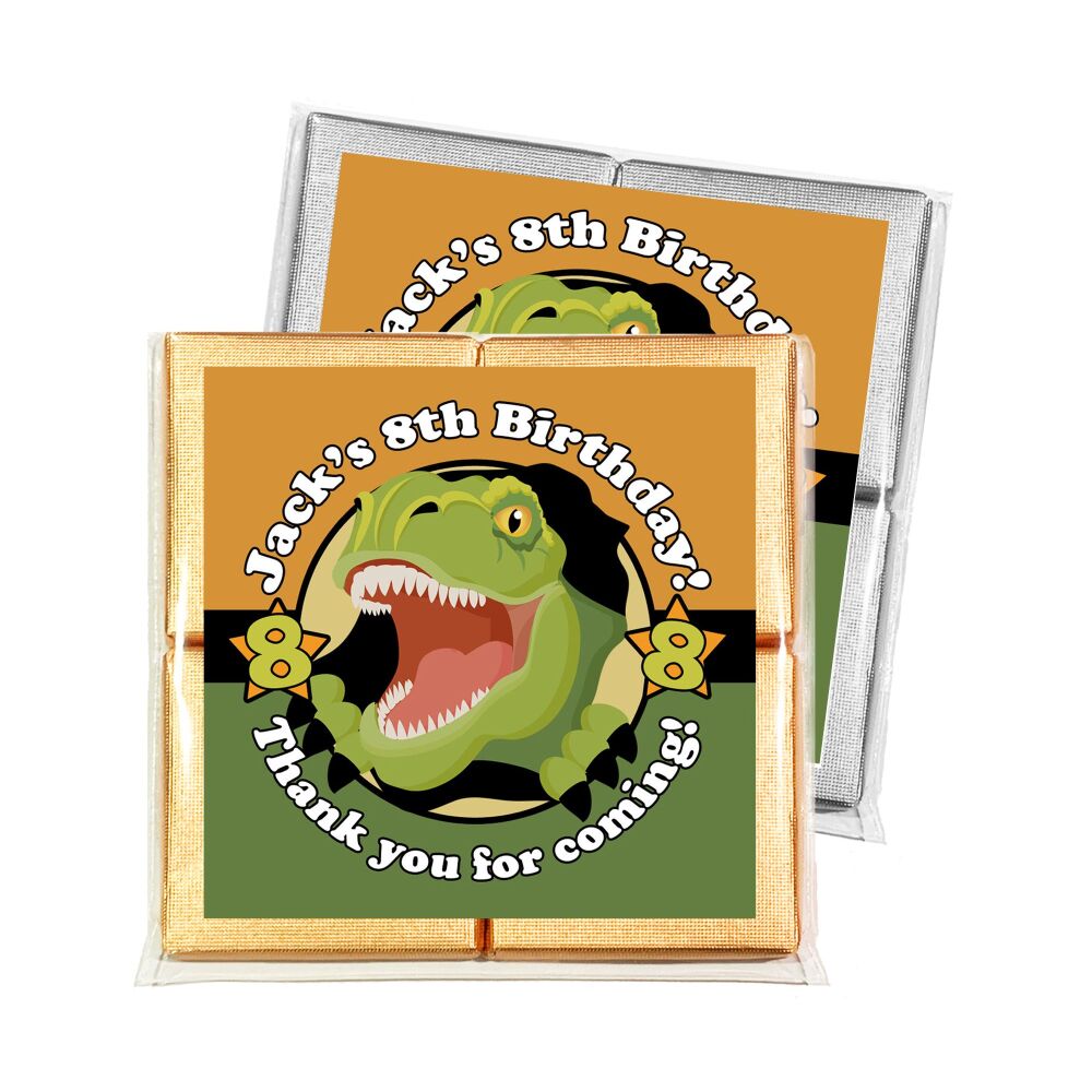 Children's Party Chocolates Personalised Favours Roaring Dinosaur x1