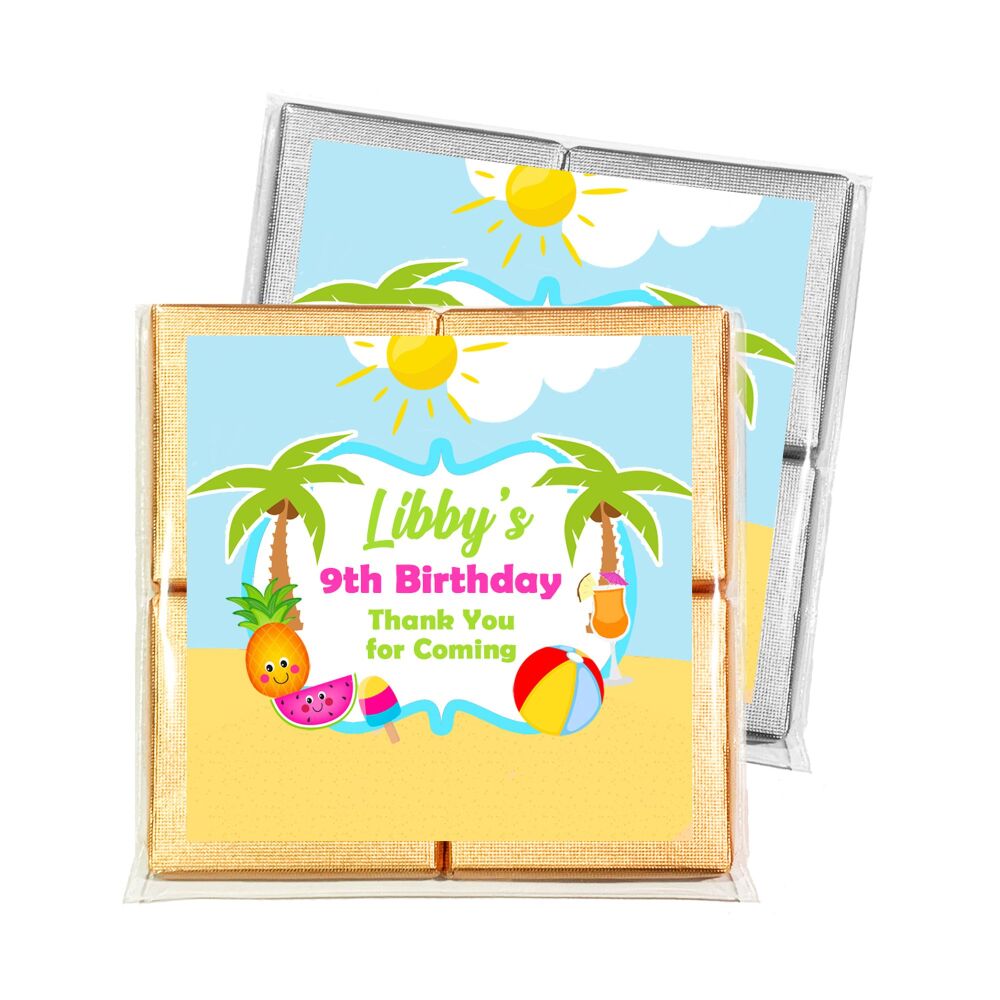 Children's Party Chocolates Personalised Favours Beach x1