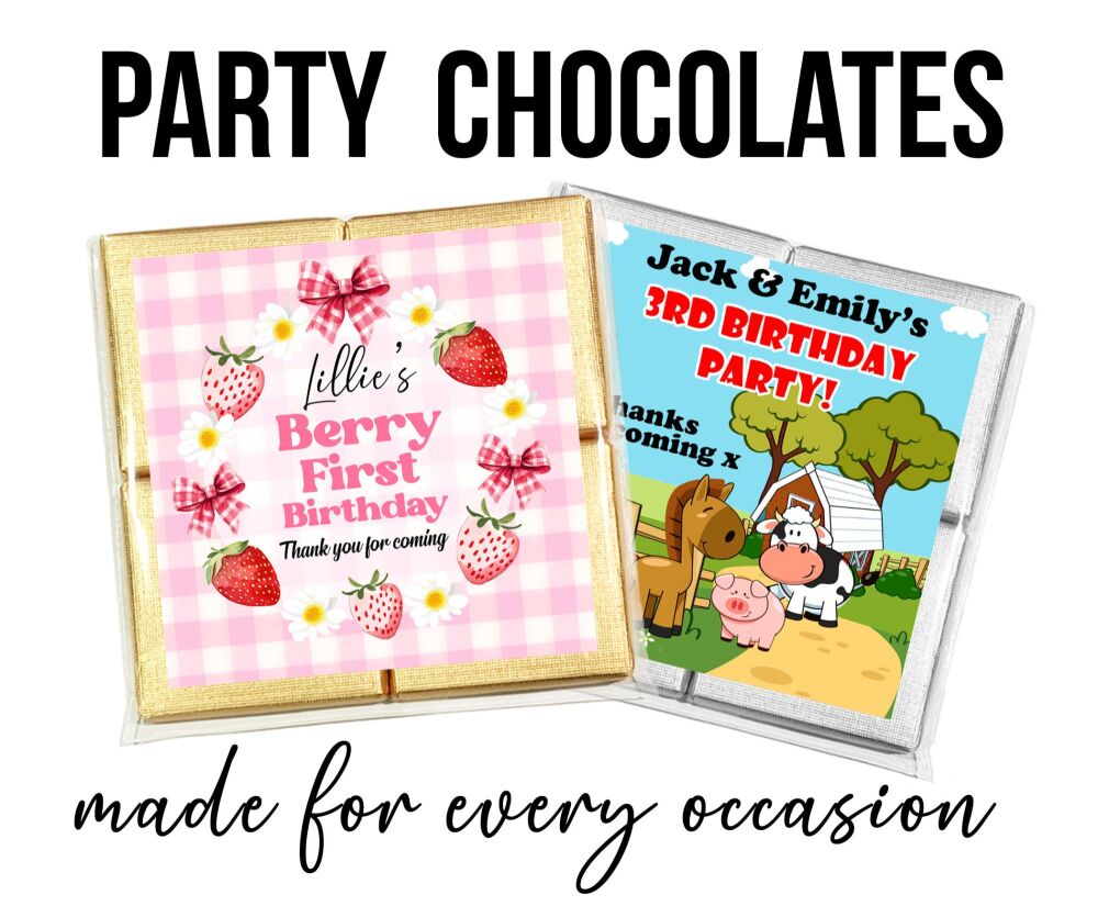 Children's Party Chocolates Personalised Favours Blue Hot Air Balloons x1