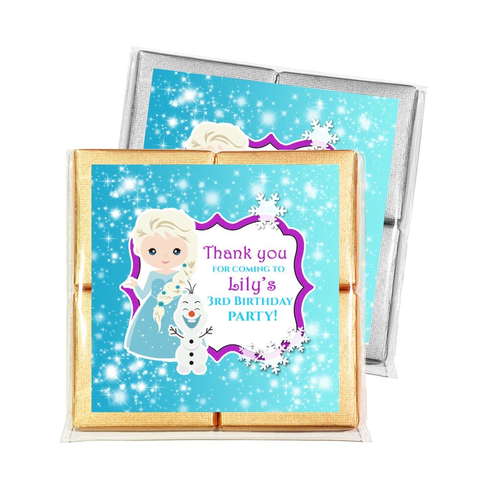 Children's Party Chocolates Personalised Favours Frozen Snowman x1