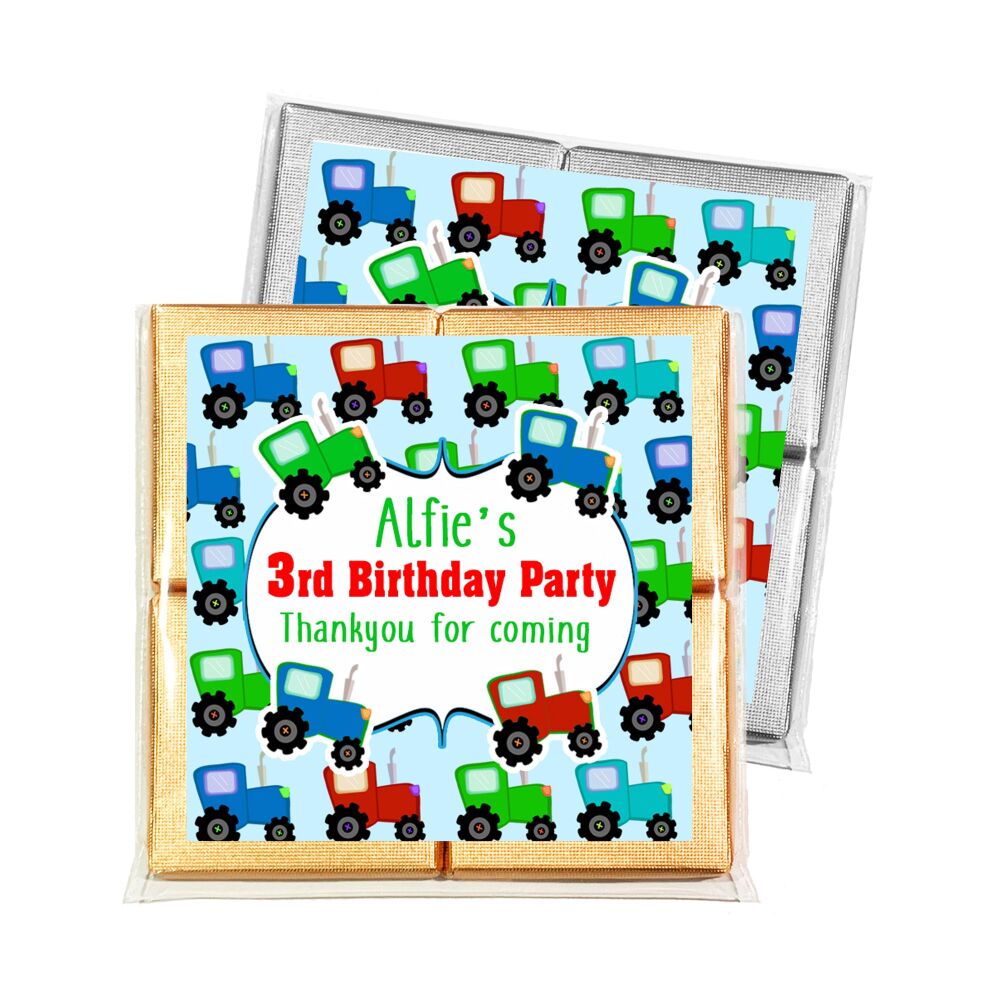 Children's Party Chocolates Personalised Favours Tractors x1