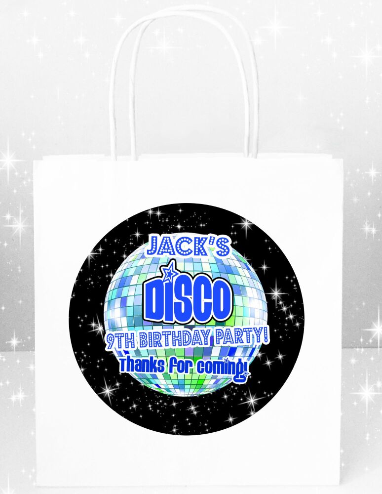 Kids Party Bags Personalised Boys Disco Ball Theme x1