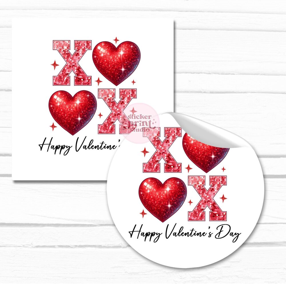 Happy Valentines Day Stickers Gloss Finish - XOXO
