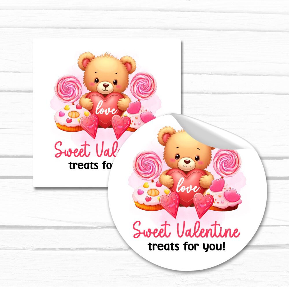 Sweet Valentine Treats For You Stickers Bear With Sweets