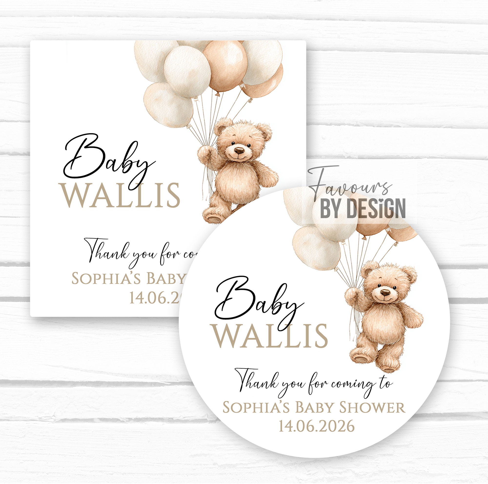 Personalised stickers for baby showers and gender reveals | Favours By Design