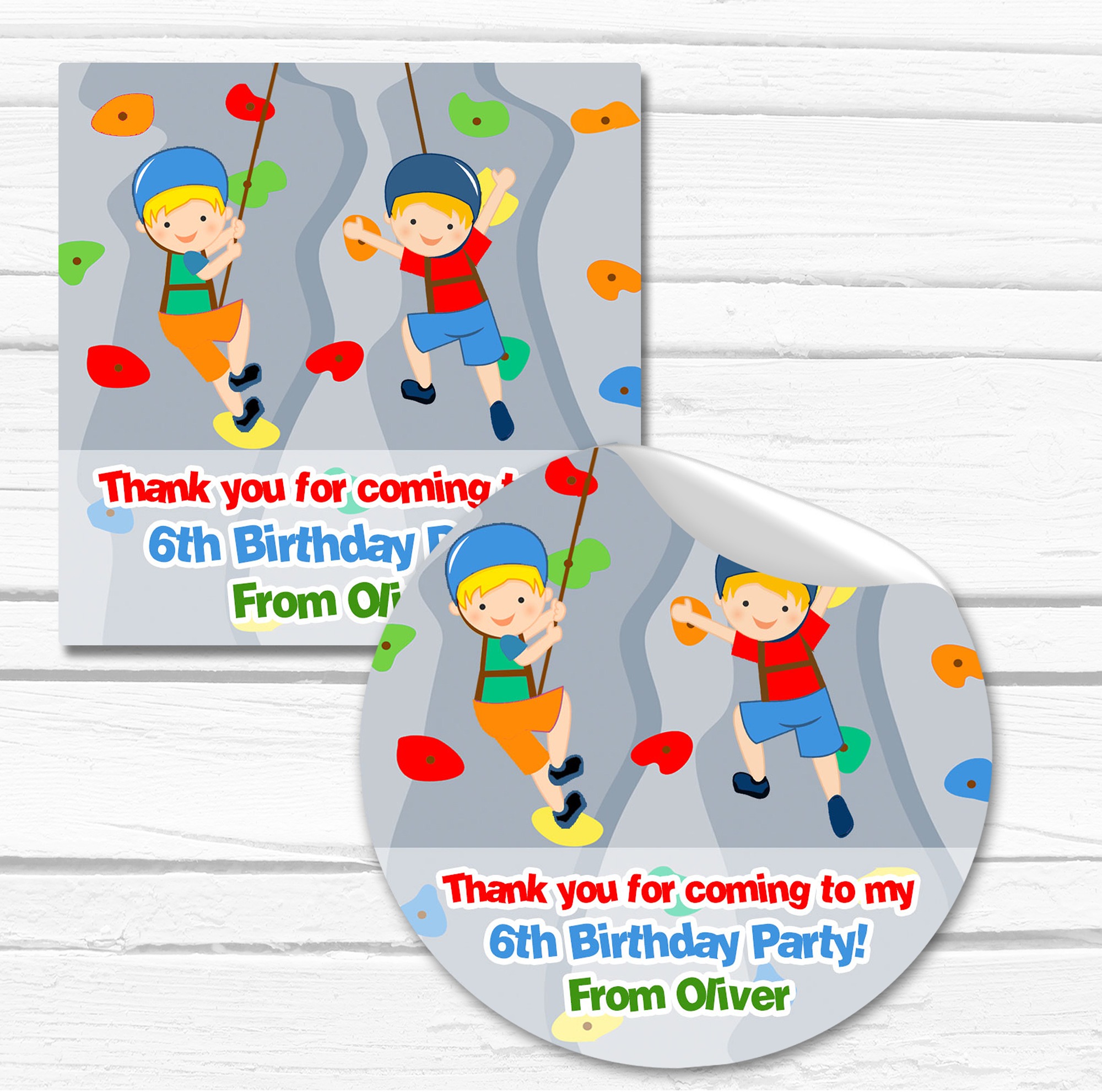Children's party stickers personalised | Favours By Design