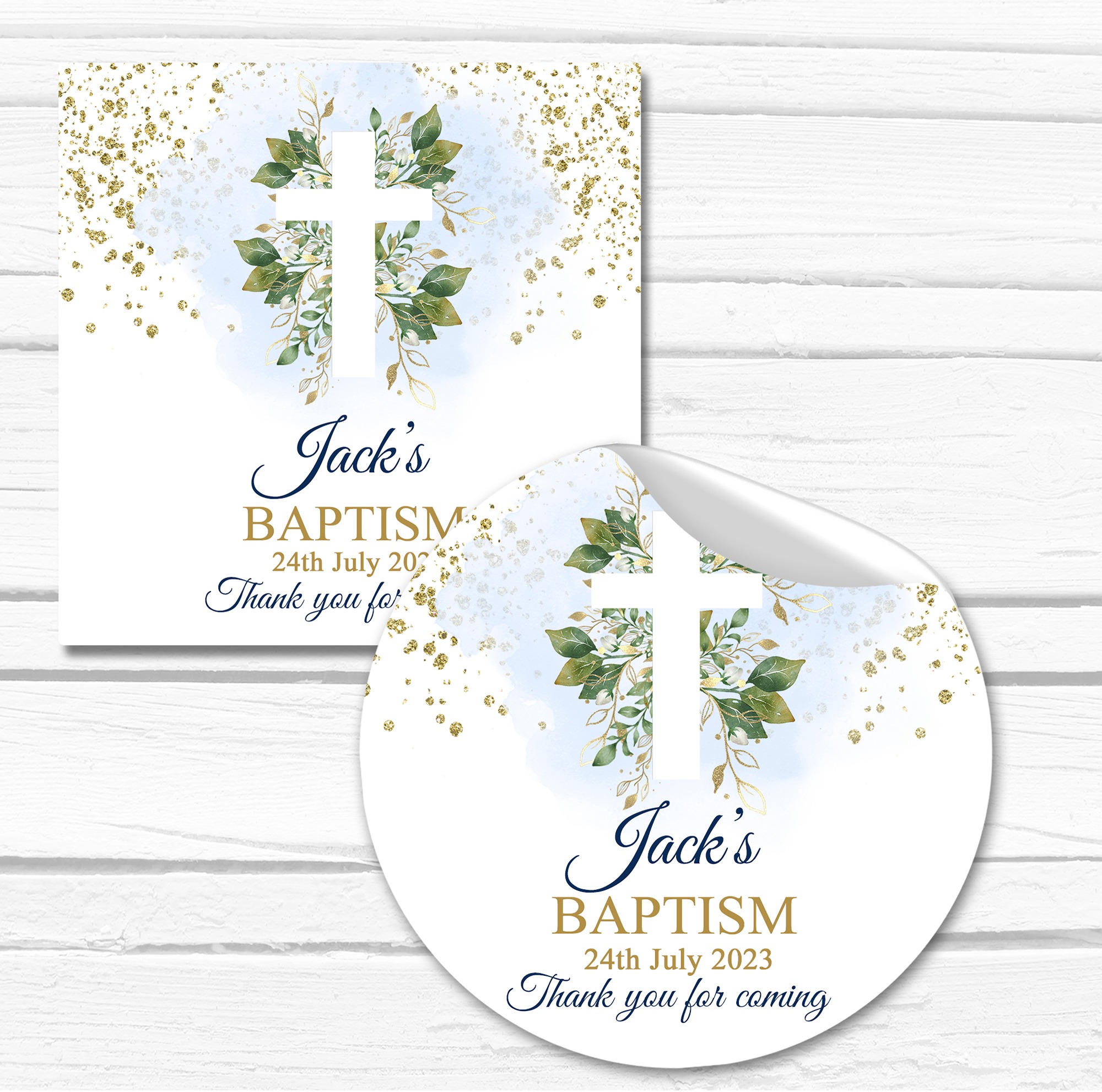 Personalised Christening Stickers Favour Labels | Favours By Design
