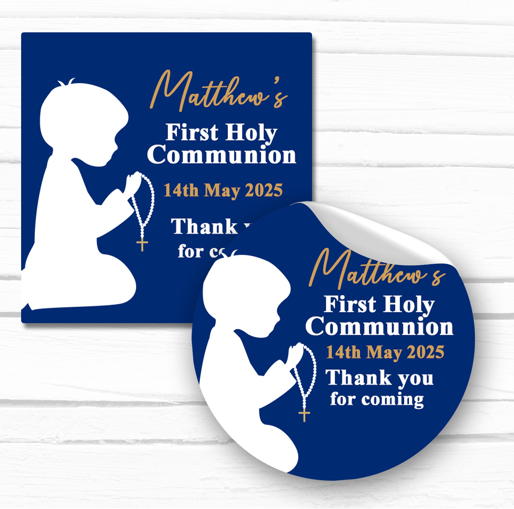 Personalised communion stickers | Favours By Design
