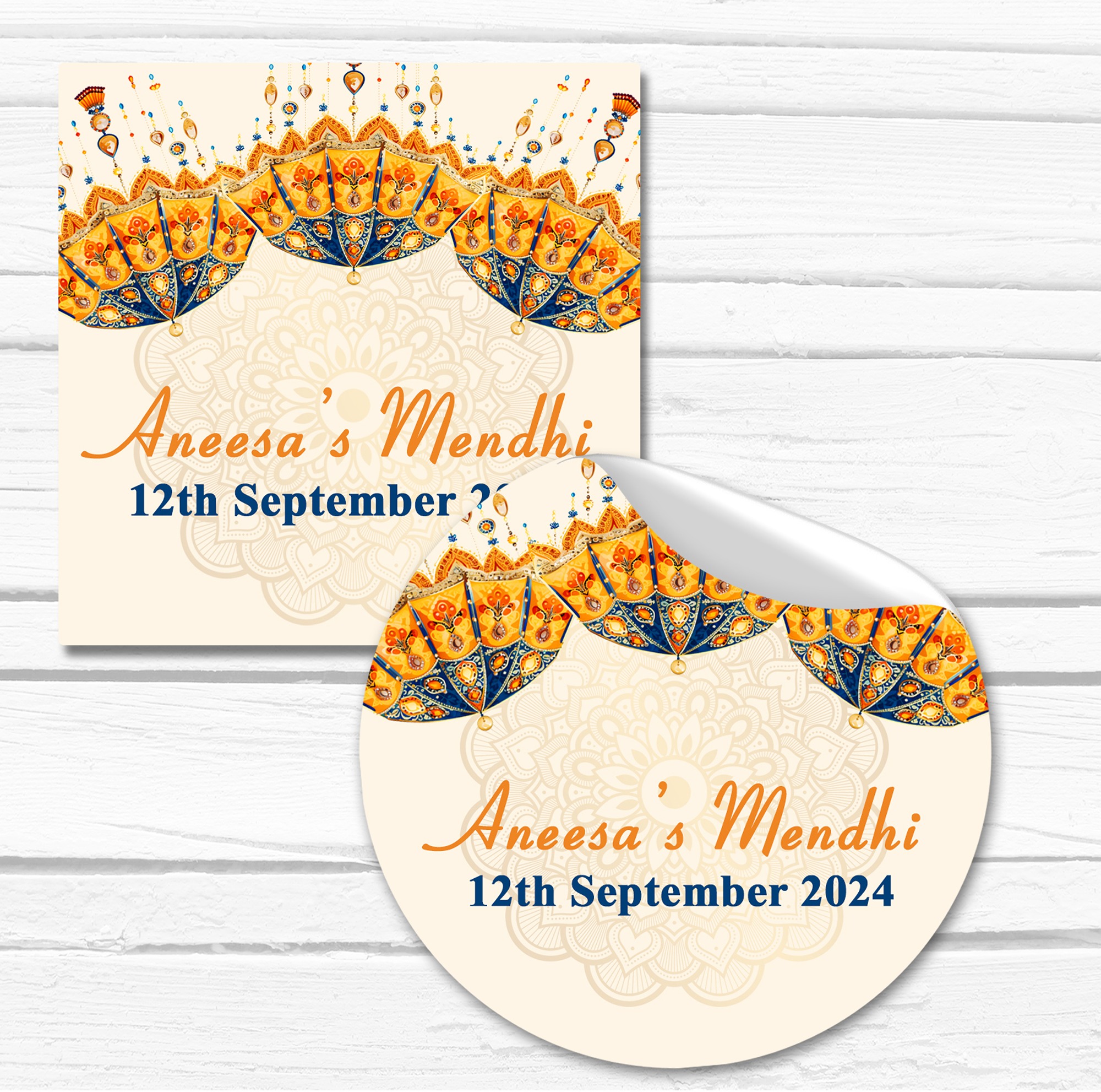Personalised Mehndi Stickers | Favours By Design