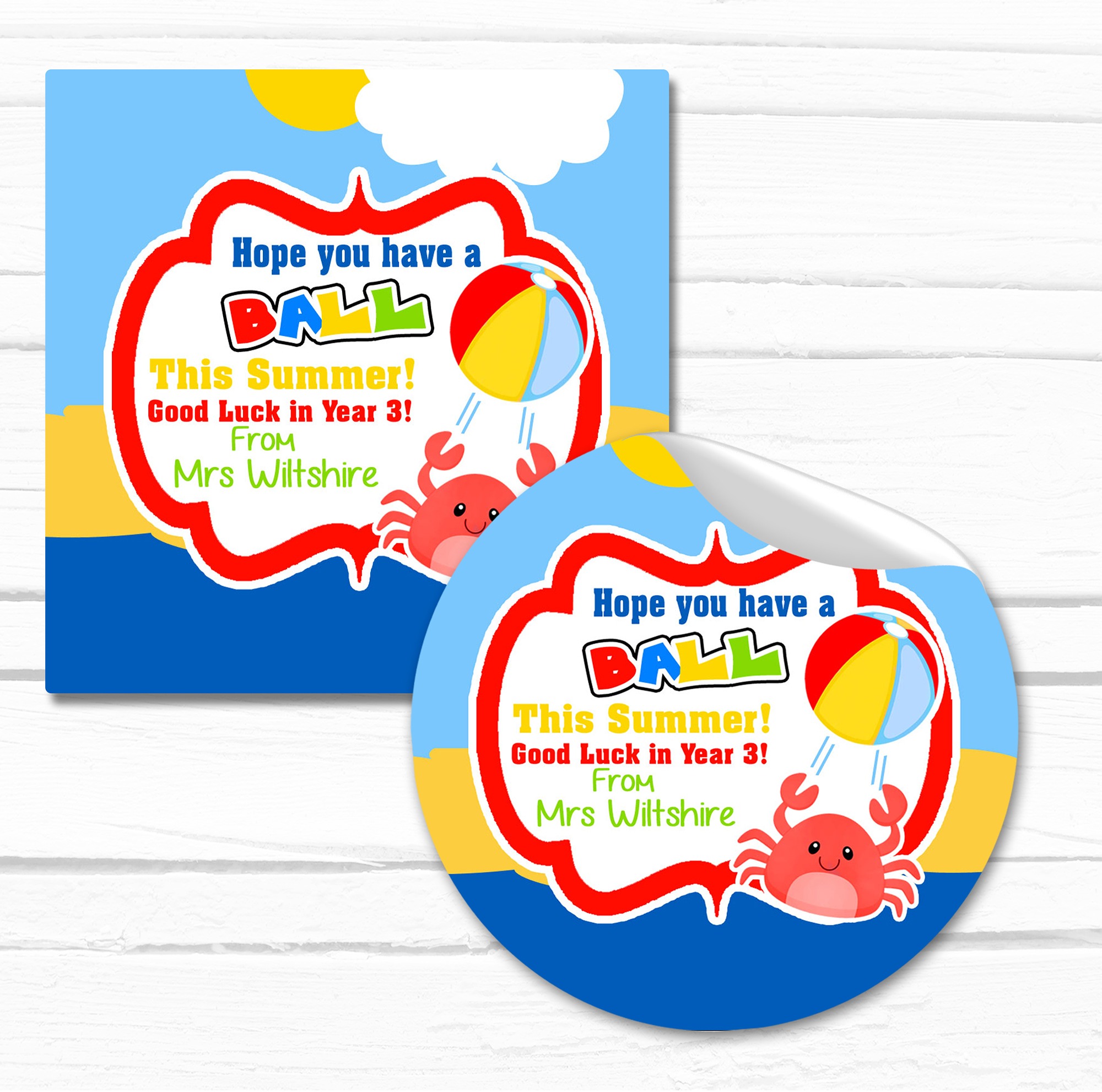 End of school teacher to class stickers