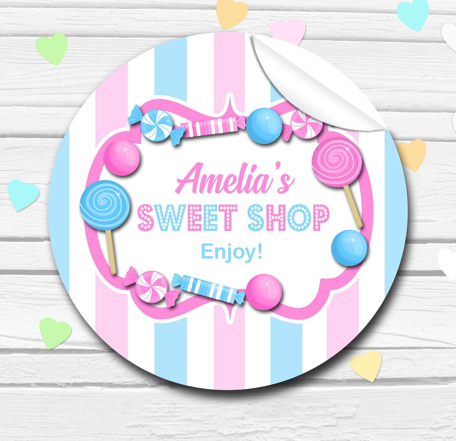 Sweet shop stickers custom printed labels