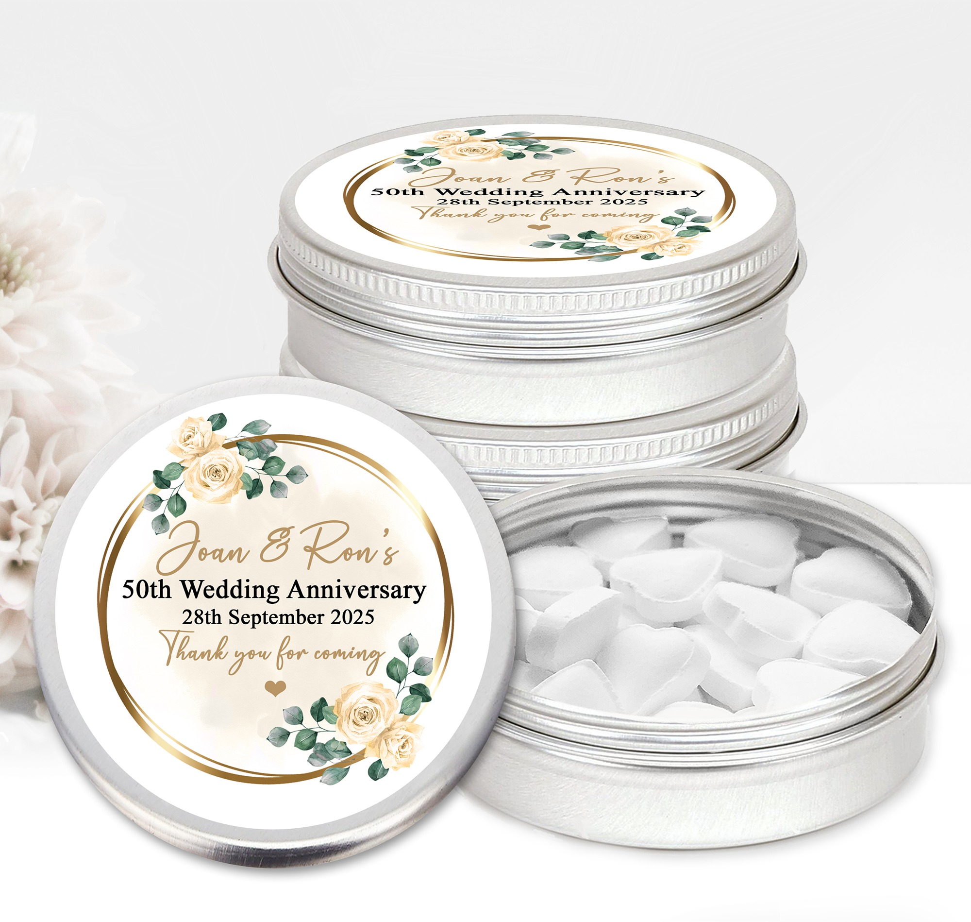 Personalised Anniversary Favours Mint Tins
