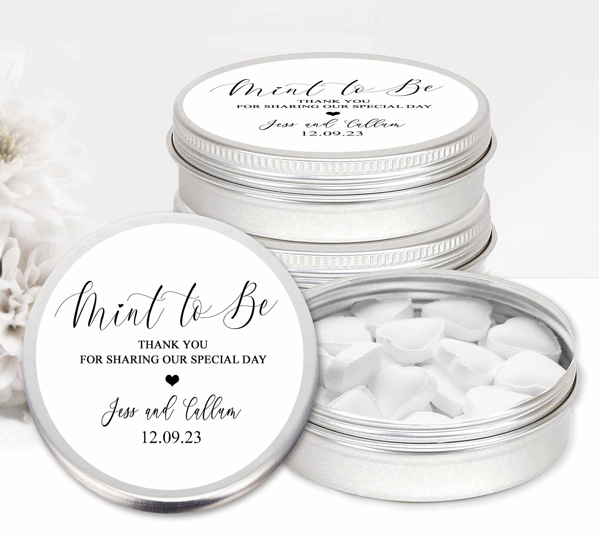 Personalised Wedding Favours Mint Tins