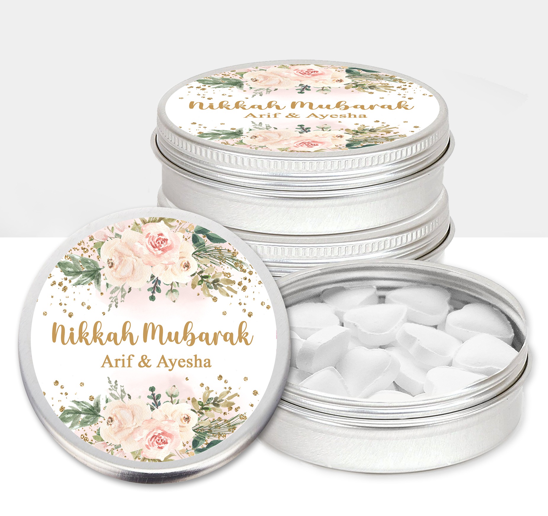 Personalised Nikah Mubarak Favours Mint Tins Vegan