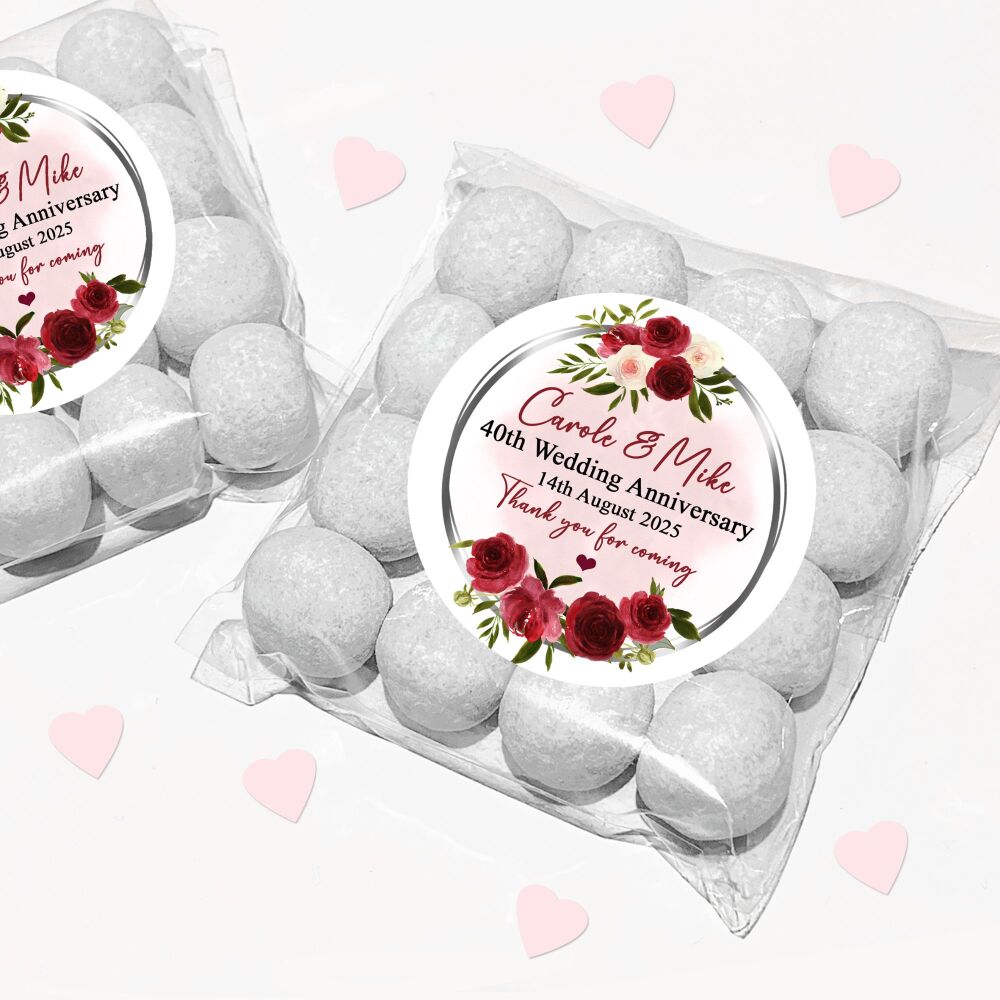 40th Ruby Wedding Anniversary Favour Bags Kits x12