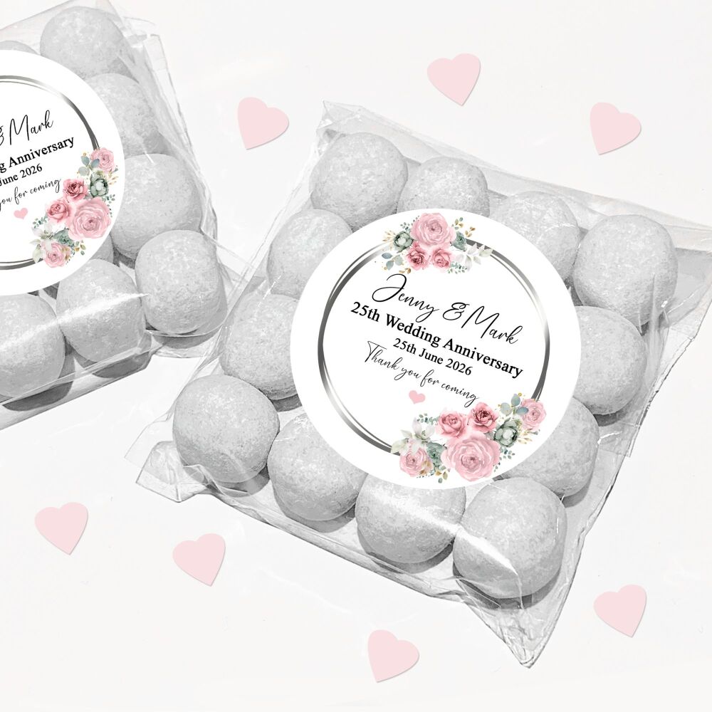 Personalised Wedding Anniversary Favour Bags Kits Sage Pink Flowers x12